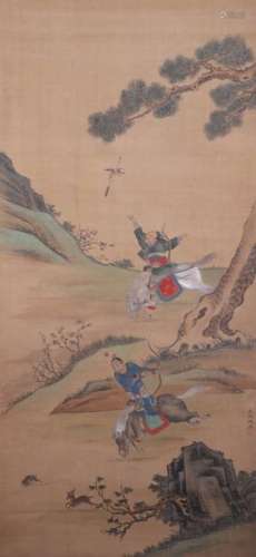 AFTER ZHAO YONG (19TH CENTURY) HUNTING ON HORSEBAC...;