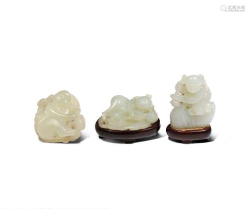 THREE CHINESE JADE CARVINGS QING DYNASTY Two pale ...;