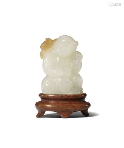 A CHINESE WHITE JADE CARVING OF A BOY QIANLONG 173...;