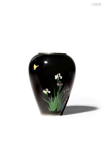 A SMALL JAPANESE CLOISONNE ENAMEL VASE BY NAMIKAWA...;