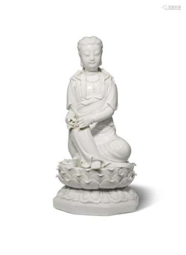 A CHINESE BLANC DE CHINE FIGURE OF GUANYIN 19TH/20...;