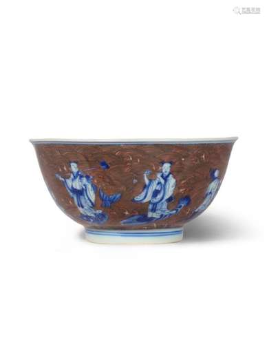 A CHINESE UNDERGLAZE BLUE AND RED 'BAXIAN' BOWL PR...;