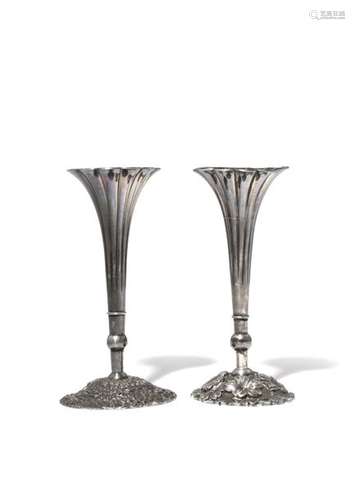 A NEAR PAIR OF JAPANESE SILVER VASES 20TH CENTURY ...;