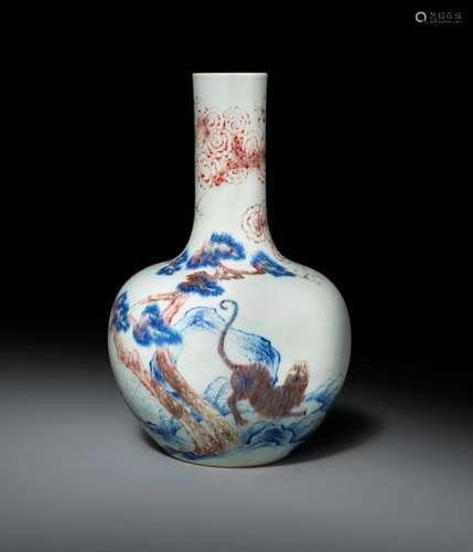 A CHINESE BLUE AND WHITE AND UNDERGLAZE RED 'DRAGO...;