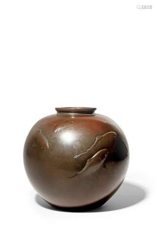 A JAPANESE BRONZE VASE WITH CARPS MEIJI/TAISHO PER...;