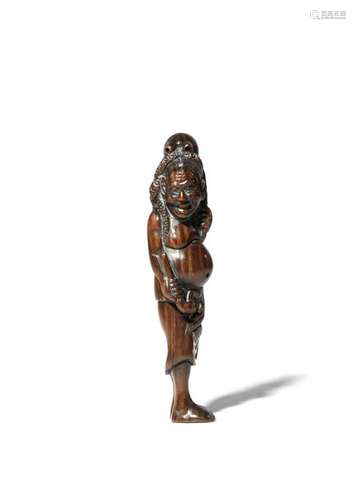 A JAPANESE WOOD NETSUKE MEIJI 1868 1912 Depicting ...;