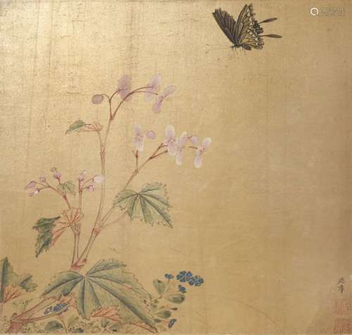ZHANG YAN NIAN (QING DYNASTY) BUTTERFLY AND FLOWER...;