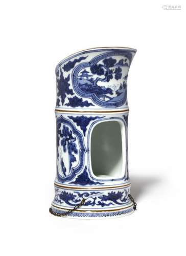 A JAPANESE BLUE AND WHITE OIL BURNER 20TH CENTURY ...;