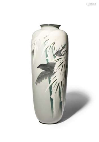 A TALL JAPANESE ENAMEL VASE BY ANDO JUBEI (1876 19...;