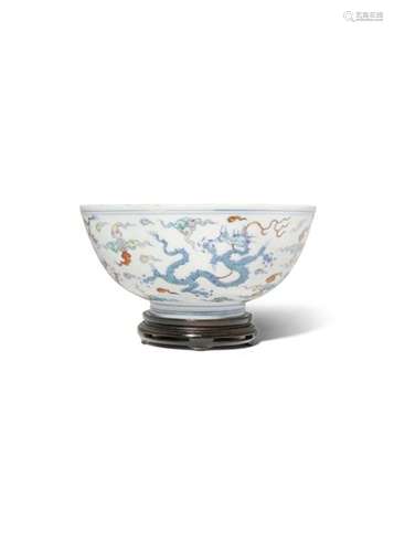 A CHINESE DOUCAI 'FIVE DRAGON' BOWL KANGXI/YONGZHE...;