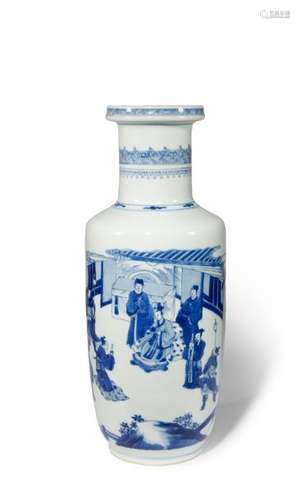 A CHINESE BLUE AND WHITE ROULEAU VASE KANGXI 1662 ...;