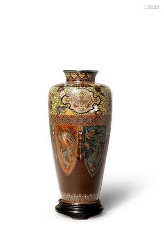 A JAPANESE CLOISONNE ENAMEL VASE IN THE STYLE OF N...;