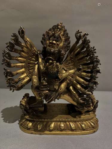 Gilt Bronze Figure of  YAMANTAKA