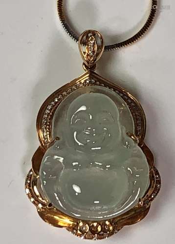 An Icy Translucent Jadeite Buddha Pendant