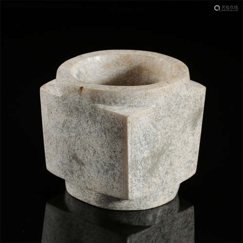 CHINESE ANCIENT JADE CONG VASE