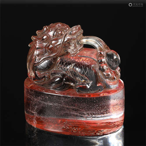 CHINESE ROCK CRYSTAL DRAGON SEAL