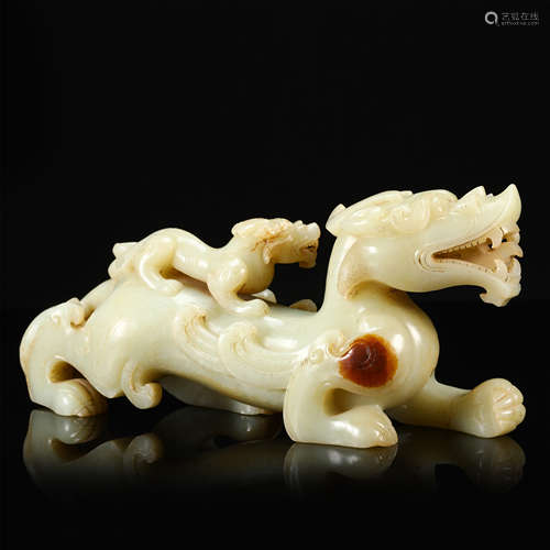 CHINESE CELADON JADE BEAST HAN DYNASTY