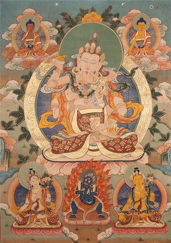 TIBETAN THANGKA OF SEATED BUDDHA