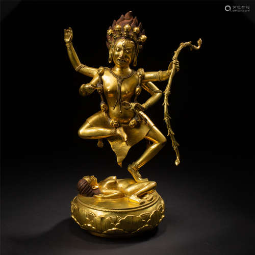 TIBETAN GILT BRONZE STANDING TARA