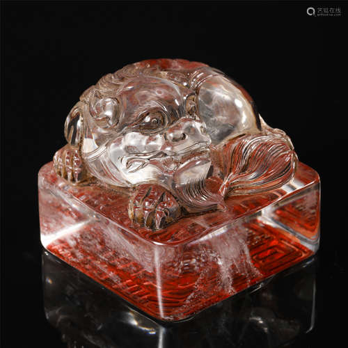 CHINESE ROCK CRYSTAL BEAST SEAL