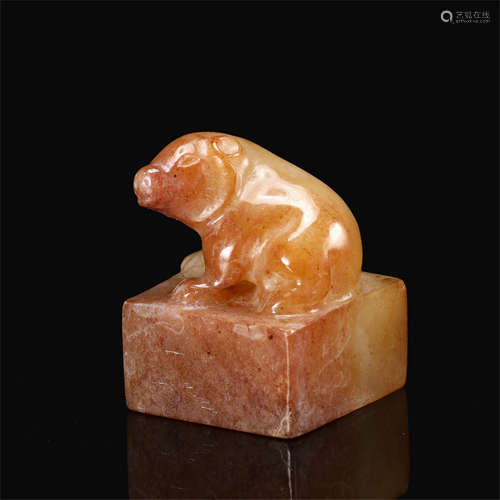 CHINESE ANCIENT JADE BEAST SEAL HAN DYNASTY