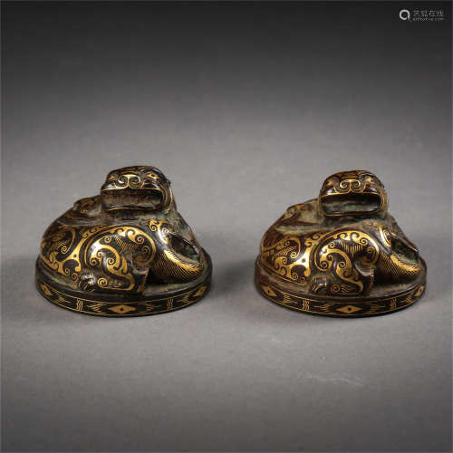 PAIR OF CHINESE GOLD SILVER BESAT