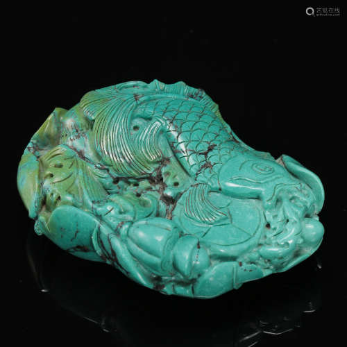 CHINESE TURQUOISE FISH PLAQUE