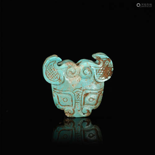 CHINESE TURQUOISE OX HEAD HAND DYNASTY