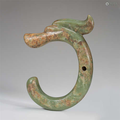 CHINESE ANCIENT JADE C SHAPED DRAGON HONGSHAN PERIOD