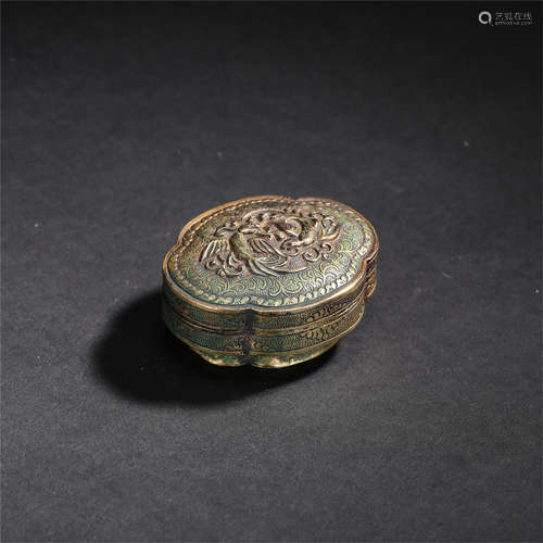 CHINESE GILT BRONZE LIDDED BOX