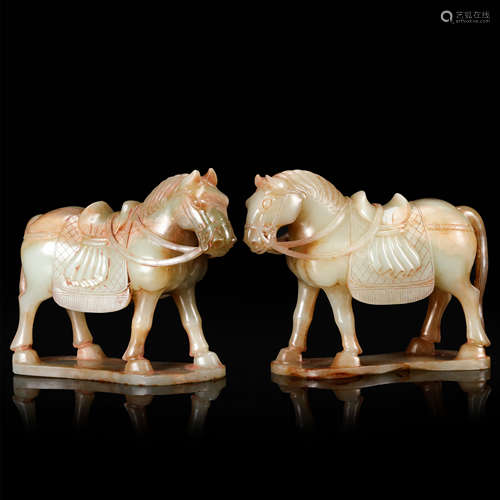 PAIR OF CHINESE JADE HORSES