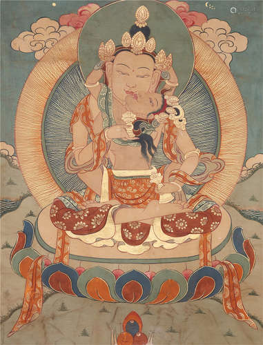 CHINESE THANGKA OF SEATED BUDDHA