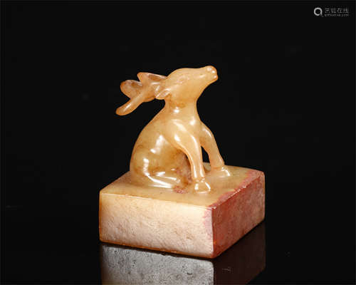 CHINESE ANCIENT JADE DEER SEAL HAN DYNASTY