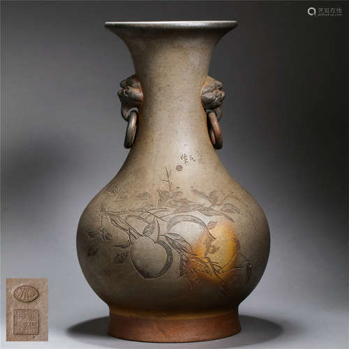 CHINESE YIXING ZISHA CLAY VASE QING DYNASTY