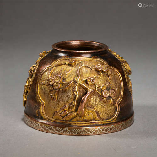 CHINESE GILT BRONZE WATER JAR