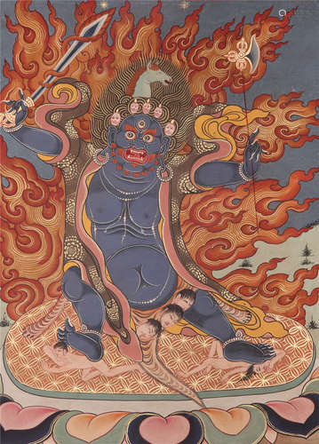 TIBETAN THANGKA OF SEATED BUDDHA