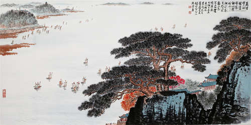 CHINESE SCROLL PAINTING OF LAKEVIEWS