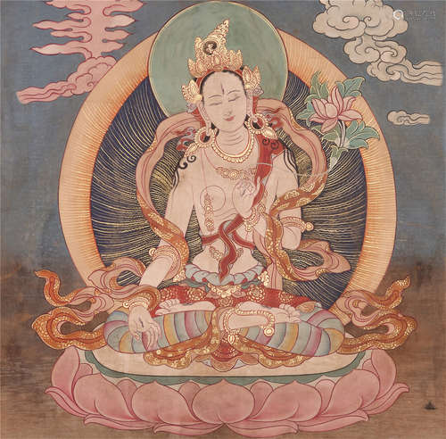 TIBETAN THANGKA OF SEATED BUDDHA