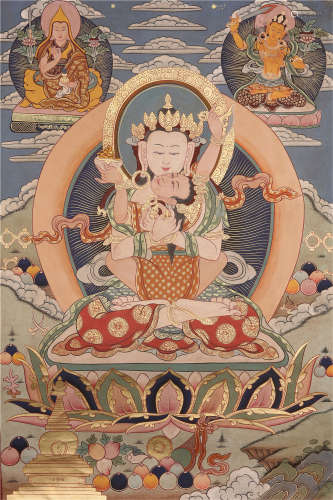 CHINESE THANGKA OF SEATED BUDDHA