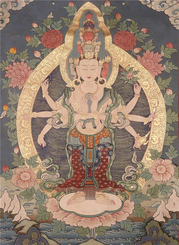 CHINESE THANGKA OF STANDING BUDDHA