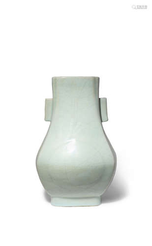 A CHINESE GUAN-TYPE FANGHU-SHAPED VASE SIX CHACACTER TONGZHI MARK AND OF THE PERIOD 1862-74 The