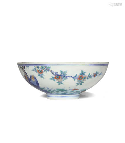 A CHINESE DOUCAI 'MAGNOLIA' BOWL KANGXI 1662-1722 The U-shaped body painted with a blossoming