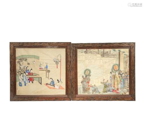 TWO CHINESE FRAMED PAINTINGS BY WANG ZHENHAI REPUBLIC PERIOD Painted with ink and colour on silk,