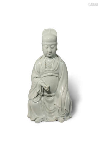 A CHINESE BLANC DE CHINE FIGURE OF WENCHANG C.1900 The Daoist God of Literature seated on a pedestal