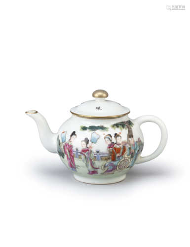 A CHINESE FAMILLE ROSE TEAPOT AND COVER SIX CHARACTER GUANGXU MARK AND PROBABLY OF THE PERIOD The