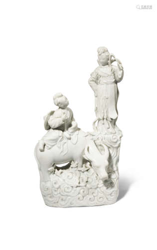 A CHINESE BLANC DE CHINE FIGURAL GROUP 20TH CENTURY Depicting a scene from the folk tale Niu Lang
