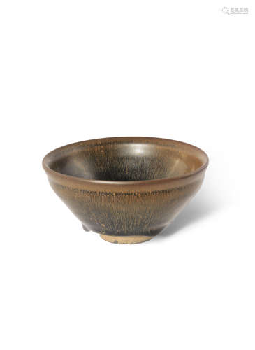 A CHINESE JIAN-TYPE HARE'S FUR BOWL PROBABLY SONG DYNASTY Decorated with a thick glaze of