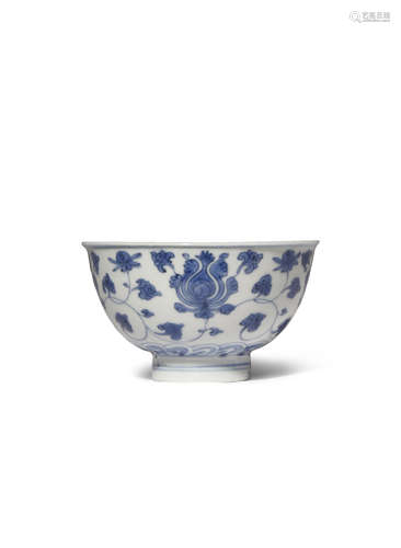 A CHINESE BLUE AND WHITE 'LOTUS' BOWL KANGXI 1662-1722 The U-shaped body with an everted rim and