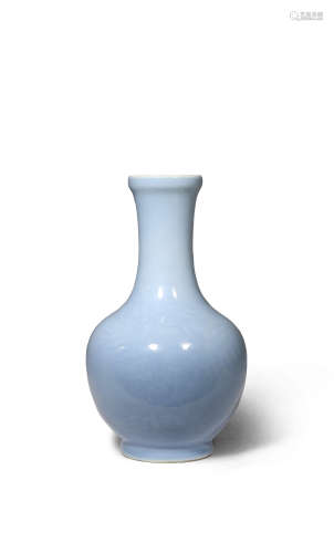 A CHINESE CLAIR-DE-LUNE GLAZED BOTTLE VASE LATE QING DYNASTY Subtly decorated with mythical