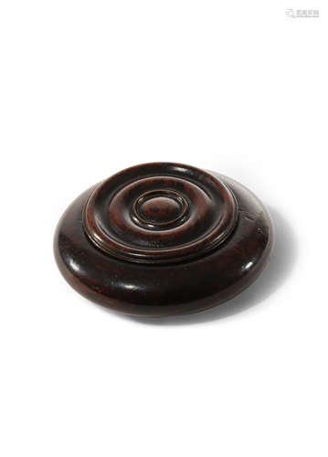 A CHINESE HARDWOOD WEIQI BOX-SHAPED INCENSE BOX AND COVER QING DYNASTY The compressed circular